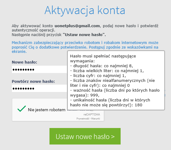 Aktywacja konta